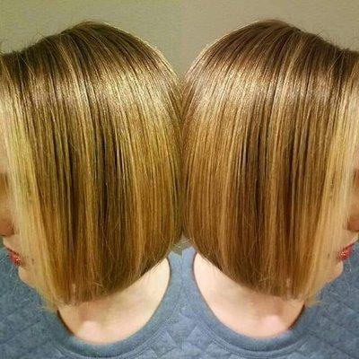 Balayage with color melt root shadow