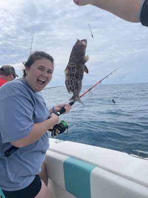 Grouper from reef fishing trip in Marathon Florida on Only Fins