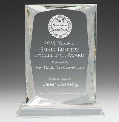 2018 Tustin Small Business Excellence Award For Career Counseling