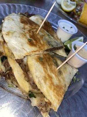 Steak spinach cheese quesadillas