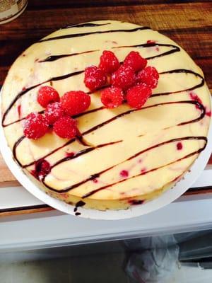 Raspberry Cheesecake with Chocolate drizzle