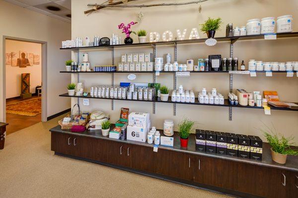 We carry CBDs, herbs, medical foot soaks, digestives, stress reducing tea, and more!