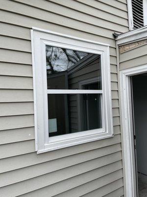 Energy efficient side window. We made the opening on the siding to fit this window. Added illumination, ventilation and cost efficient.