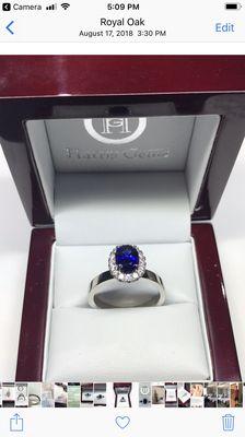 Gem quality Royal Blue Oval Sapphire and Diamond ring