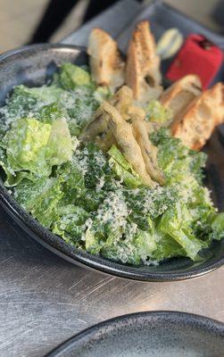 House made Cesar salad with tempura anchovies toasted crostinis fresh shaved Parmesan