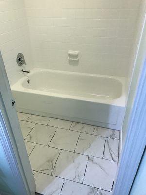 After refinishing tub and tile.