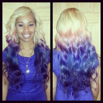 Fullhead weave with a lace closure custom colored and installed