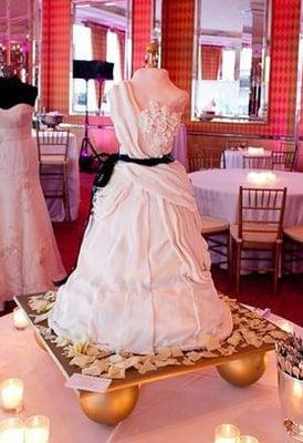 Sculpted 3D Vera Wang wedding dress cake (3 feet tall)