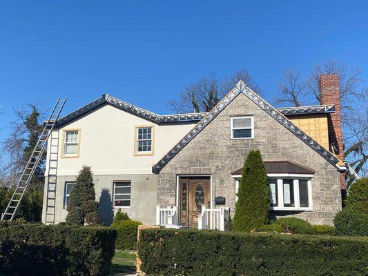 Framing, stucco and custom made flashing