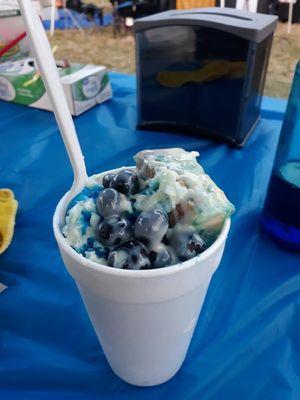 Blueberry cheesecake stuffed snoball