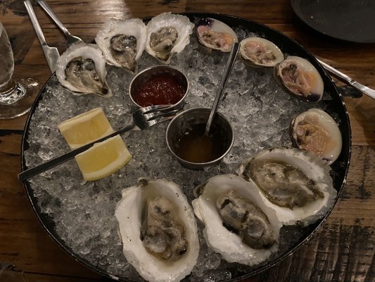 Raw oysters and clams