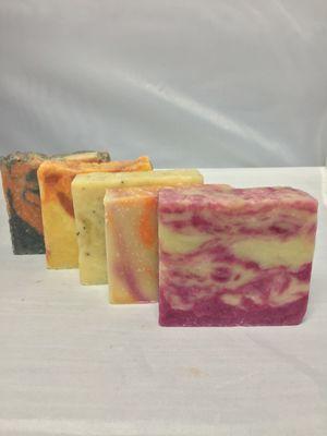 PepperMint-Basil, Patchouli-Orange, Lemon, and Pomegranate-Pink Grapefruit Soaps!