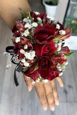 Red and Black Corsage