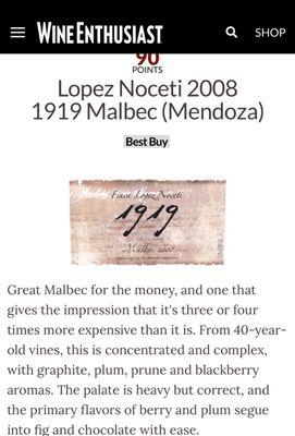 Malbec Lopez Noceti. Susana Balbo