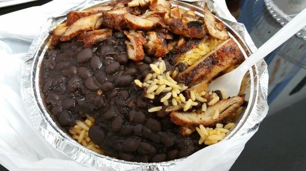 Mexican rice with grill chicken. a bit salty but very tasty & very cheap too.