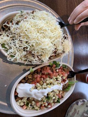 Bowl (with pretty much everything) and a salad