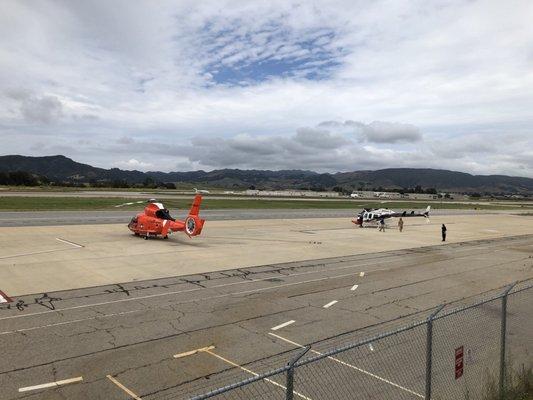 Helicopters and SLO Runway. Nice quiet airport. No hassle