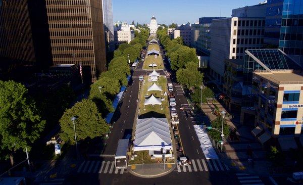 Capitol Mall set up in Sacramento, CA