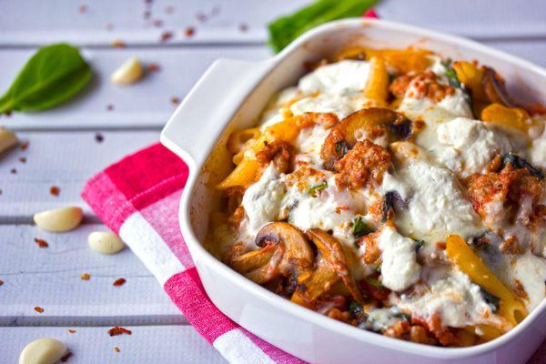 Baked Penne Rigate with Italian Sausage