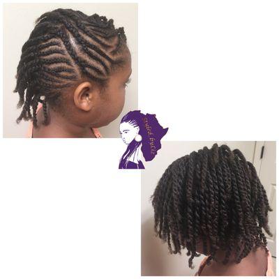 Accent braids and natural 2 strand twist