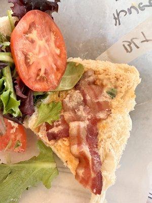 Ordered a BLT which came with two small slices of bacon. For 10 dollars I'd expect some... bacon.