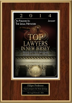 Managing Attorney Filipe Pedroso has been ranked as TOP LAWYER IN NEW JERSEY by The Legal Network.