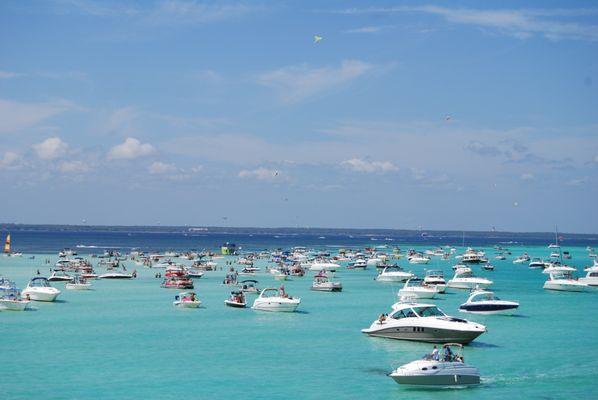 Boating at Famous Crab Island.