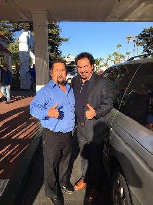 I and L with the Mexicans soccer living legend Hugo Sanchez M at the iconic Hotel Del in Coronado, Ca.