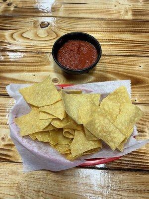 Complimentary salsa and chips