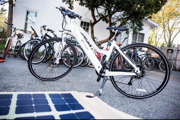 Electric bike charging by solar panel