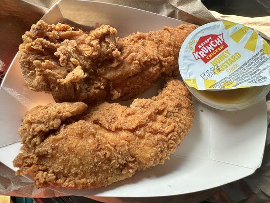 Hot, meaty, juicy, tasty chicken strips. Delicious.