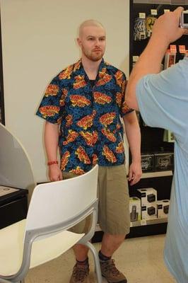 Brad at Walgreens taking my passport photos.