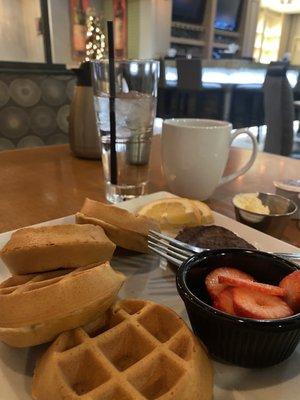 Waffles with a Side of Sausage + Coffee