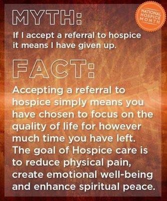 Fact vs Myth! Know if Home Health or Hospice is right for you.