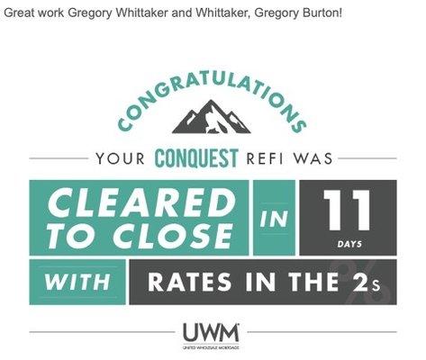 11 Days Clear to Close on my last Cash out Refinancing. Close your QM loans 22 days or less!