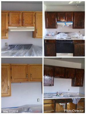 Cabinet staining and finishing