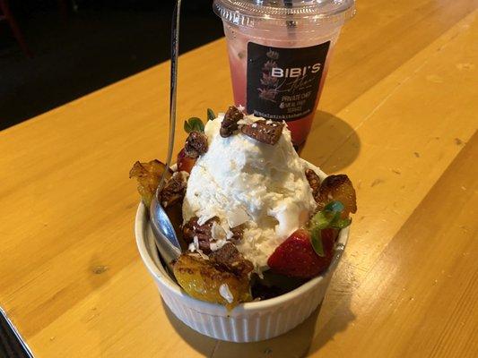 Pineapple Coconut Ice Cream over Plantains