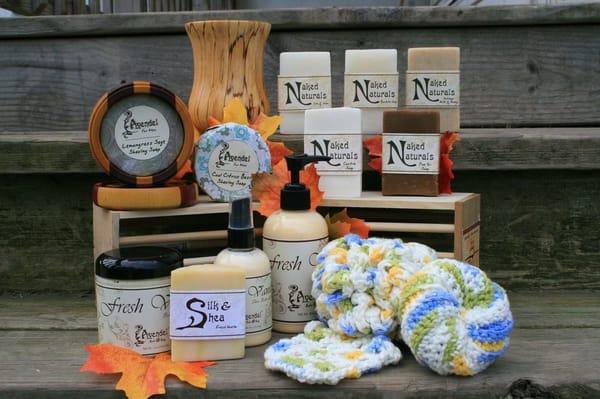 A sampling of the soaps and other products available at Avendel Bath & Body