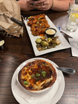 French onion soup + honey sriracha chicken both DELICIOUS!!