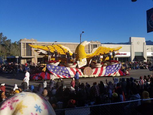 This is how close we were to the parade... stadium seats and only had to walk a hundred feet or so from the bus to our seats!