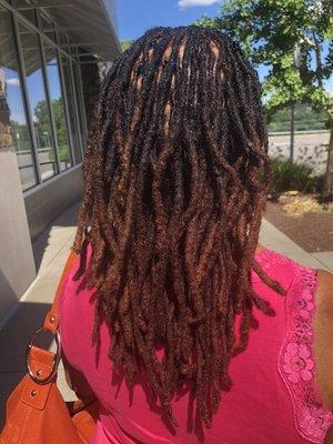 Loc hair coloring and glazing