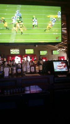 Lots of televisions to watch Bison game.