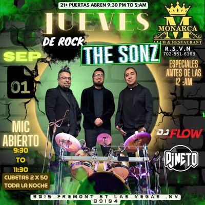 Todos Los Jueves Rock en Vivo & Mix Latino  aqui en Monarca Club & Restaurant.