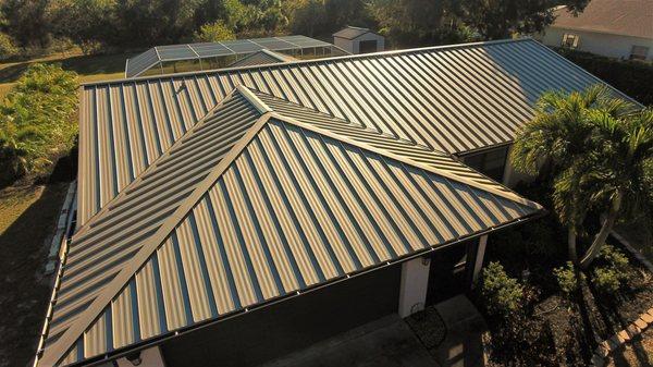 Napa champagne 1 3/4" Standing seam metal roof.