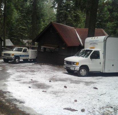 Working on cabin with no plumbing now has kitchen sink two toilets and shower finally hot water