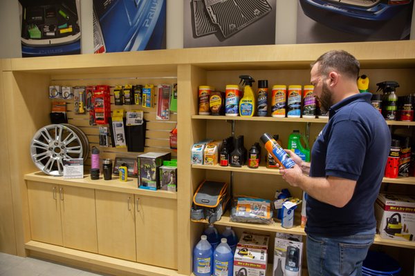 Well-stocked accessories store to help keep your car or truck looking great.