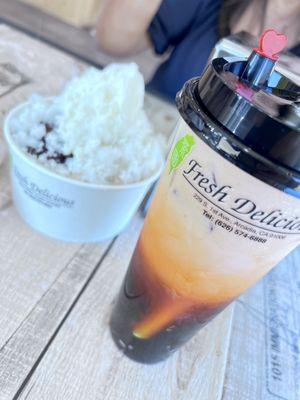 Thai Tea and Red Beans Shaved Ice.