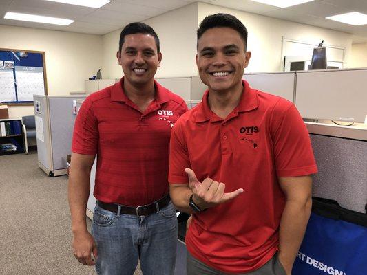 Blair Suzuki and Dominic Malong - coincidentally wearing red Otis shirts.