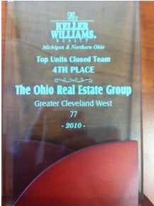 Ohio Real Estate Group - 2010's 4th Place Team in the Ohio/Michigan Region of Keller Williams with 77 homes sold