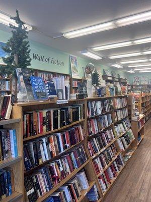 Inside looking toward the wall of fiction